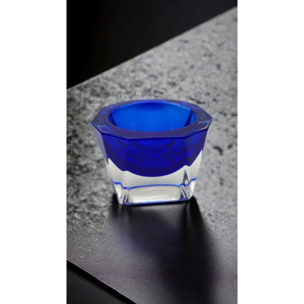J G Durand Crystal Double Cased Cobalt Blue & Clear Votive Candle Holder